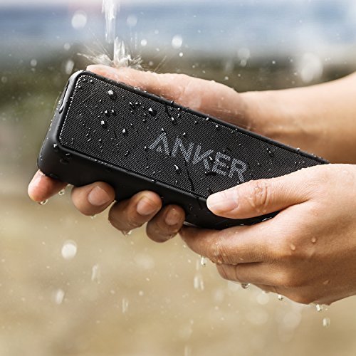 Anker SoundCore 2 Bluetooth Lautsprecher mit Kraftvollem Bass, 24 Stunden Spielzeit, 20 Meter Reichweite, IPX5 Wasserfest mit Eingebauten Mikrofon, Dualen Basstreibern, Kabelloser Lautsprecher für iPhone, Samsung und mehr. - 